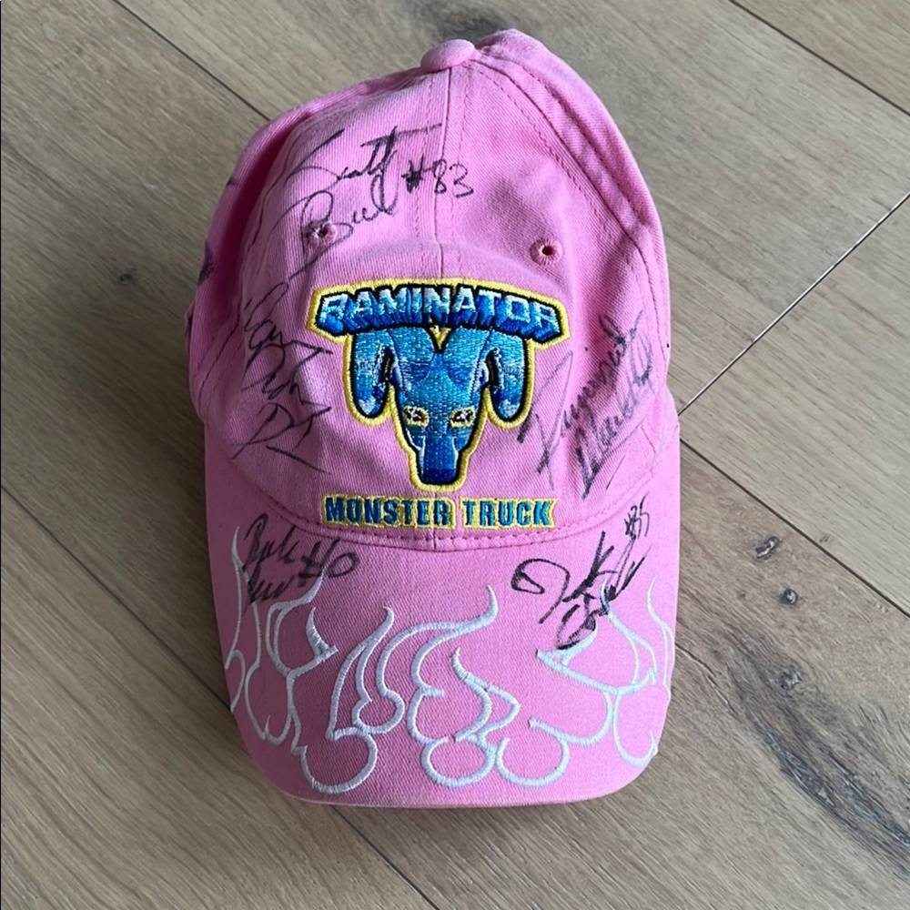 Pink Monster Truck Cap with Embroidery